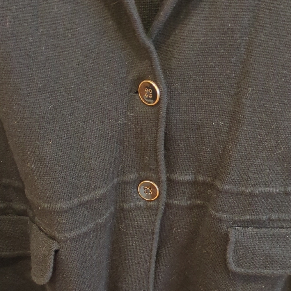 EUC Talbots Merino Wool Black Cardigan Blazer Size 3X Academia Preppy Minimalism - Picture 4 of 11